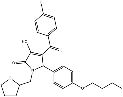 5-(4-butoxyphenyl)-4-(4-fluorobenzoyl)-3-hydroxy-1-(tetrahydro-2-furanylmethyl)-1,5-dihydro-2H-pyrrol-2-one 化学構造式
