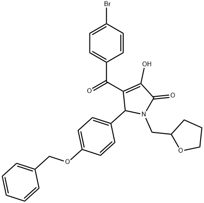 5-[4-(benzyloxy)phenyl]-4-(4-bromobenzoyl)-3-hydroxy-1-(tetrahydro-2-furanylmethyl)-1,5-dihydro-2H-pyrrol-2-one 结构式