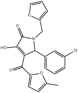 5-(3-chlorophenyl)-1-(2-furylmethyl)-3-hydroxy-4-(5-methyl-2-furoyl)-1,5-dihydro-2H-pyrrol-2-one 化学構造式