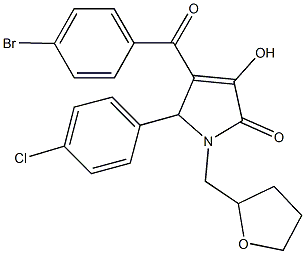 4-(4-bromobenzoyl)-5-(4-chlorophenyl)-3-hydroxy-1-(tetrahydro-2-furanylmethyl)-1,5-dihydro-2H-pyrrol-2-one,618374-18-8,结构式