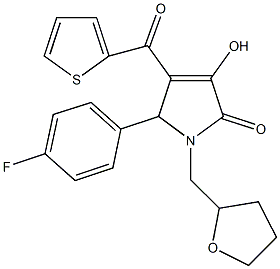 5-(4-fluorophenyl)-3-hydroxy-1-(tetrahydro-2-furanylmethyl)-4-(2-thienylcarbonyl)-1,5-dihydro-2H-pyrrol-2-one,618374-90-6,结构式