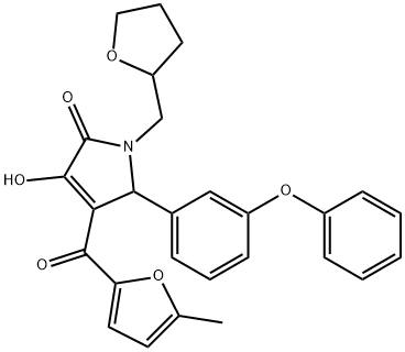 3-hydroxy-4-(5-methyl-2-furoyl)-5-(3-phenoxyphenyl)-1-(tetrahydro-2-furanylmethyl)-1,5-dihydro-2H-pyrrol-2-one,618378-81-7,结构式