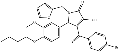 4-(4-bromobenzoyl)-5-(4-butoxy-3-methoxyphenyl)-1-(2-furylmethyl)-3-hydroxy-1,5-dihydro-2H-pyrrol-2-one,618379-77-4,结构式