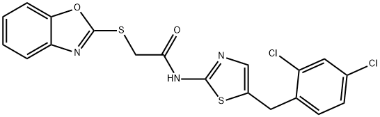 2-(1,3-benzoxazol-2-ylsulfanyl)-N-[5-(2,4-dichlorobenzyl)-1,3-thiazol-2-yl]acetamide Structure