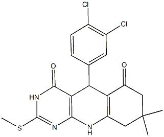 5-(3,4-dichlorophenyl)-8,8-dimethyl-2-(methylsulfanyl)-5,8,9,10-tetrahydropyrimido[4,5-b]quinoline-4,6(3H,7H)-dione 化学構造式