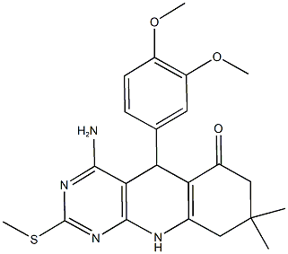 618401-00-6 4-amino-5-(3,4-dimethoxyphenyl)-8,8-dimethyl-2-(methylsulfanyl)-5,8,9,10-tetrahydropyrimido[4,5-b]quinolin-6(7H)-one