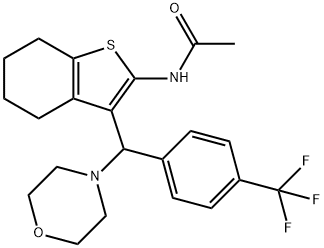 N-(3-{4-morpholinyl[4-(trifluoromethyl)phenyl]methyl}-4,5,6,7-tetrahydro-1-benzothien-2-yl)acetamide 化学構造式