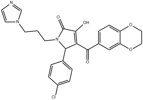 5-(4-chlorophenyl)-4-(2,3-dihydro-1,4-benzodioxin-6-ylcarbonyl)-3-hydroxy-1-[3-(1H-imidazol-1-yl)propyl]-1,5-dihydro-2H-pyrrol-2-one,618410-56-3,结构式