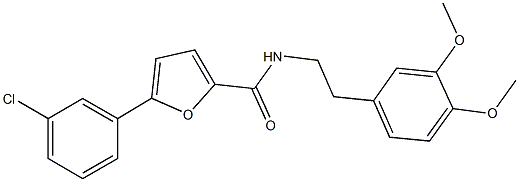 5-(3-chlorophenyl)-N-[2-(3,4-dimethoxyphenyl)ethyl]-2-furamide 化学構造式