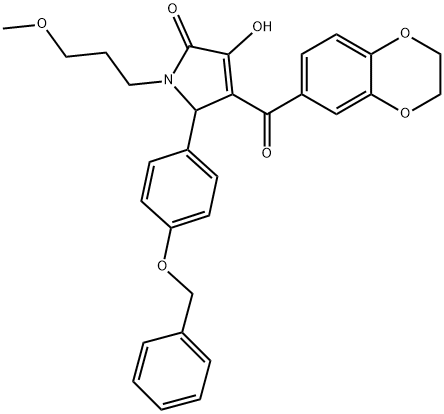 5-[4-(benzyloxy)phenyl]-4-(2,3-dihydro-1,4-benzodioxin-6-ylcarbonyl)-3-hydroxy-1-(3-methoxypropyl)-1,5-dihydro-2H-pyrrol-2-one 结构式