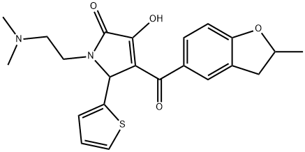 1-[2-(dimethylamino)ethyl]-3-hydroxy-4-[(2-methyl-2,3-dihydro-1-benzofuran-5-yl)carbonyl]-5-(2-thienyl)-1,5-dihydro-2H-pyrrol-2-one 化学構造式