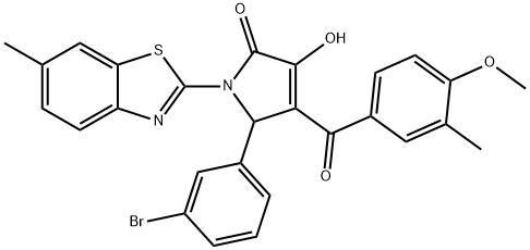 5-(3-bromophenyl)-3-hydroxy-4-(4-methoxy-3-methylbenzoyl)-1-(6-methyl-1,3-benzothiazol-2-yl)-1,5-dihydro-2H-pyrrol-2-one Structure