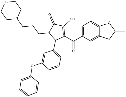 3-hydroxy-4-[(2-methyl-2,3-dihydro-1-benzofuran-5-yl)carbonyl]-1-[3-(4-morpholinyl)propyl]-5-(3-phenoxyphenyl)-1,5-dihydro-2H-pyrrol-2-one Structure