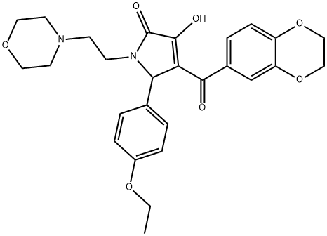 4-(2,3-dihydro-1,4-benzodioxin-6-ylcarbonyl)-5-(4-ethoxyphenyl)-3-hydroxy-1-[2-(4-morpholinyl)ethyl]-1,5-dihydro-2H-pyrrol-2-one Structure