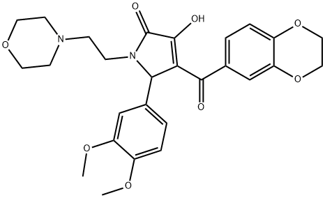 4-(2,3-dihydro-1,4-benzodioxin-6-ylcarbonyl)-5-(3,4-dimethoxyphenyl)-3-hydroxy-1-[2-(4-morpholinyl)ethyl]-1,5-dihydro-2H-pyrrol-2-one Structure