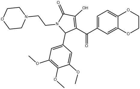 4-(2,3-dihydro-1,4-benzodioxin-6-ylcarbonyl)-3-hydroxy-1-[2-(4-morpholinyl)ethyl]-5-(3,4,5-trimethoxyphenyl)-1,5-dihydro-2H-pyrrol-2-one,618421-01-5,结构式