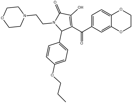 4-(2,3-dihydro-1,4-benzodioxin-6-ylcarbonyl)-3-hydroxy-1-[2-(4-morpholinyl)ethyl]-5-(4-propoxyphenyl)-1,5-dihydro-2H-pyrrol-2-one Structure