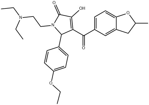 1-[2-(diethylamino)ethyl]-5-(4-ethoxyphenyl)-3-hydroxy-4-[(2-methyl-2,3-dihydro-1-benzofuran-5-yl)carbonyl]-1,5-dihydro-2H-pyrrol-2-one,618422-75-6,结构式