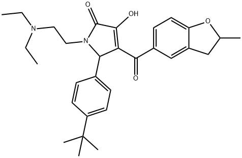 5-(4-tert-butylphenyl)-1-[2-(diethylamino)ethyl]-3-hydroxy-4-[(2-methyl-2,3-dihydro-1-benzofuran-5-yl)carbonyl]-1,5-dihydro-2H-pyrrol-2-one,618422-93-8,结构式