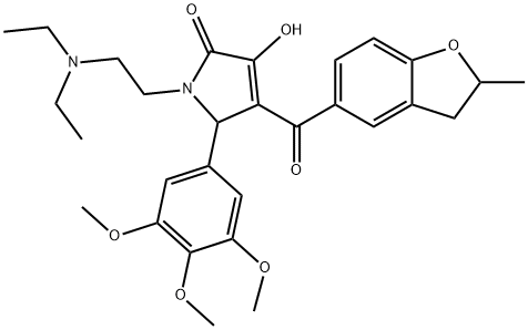 1-[2-(diethylamino)ethyl]-3-hydroxy-4-[(2-methyl-2,3-dihydro-1-benzofuran-5-yl)carbonyl]-5-(3,4,5-trimethoxyphenyl)-1,5-dihydro-2H-pyrrol-2-one 结构式