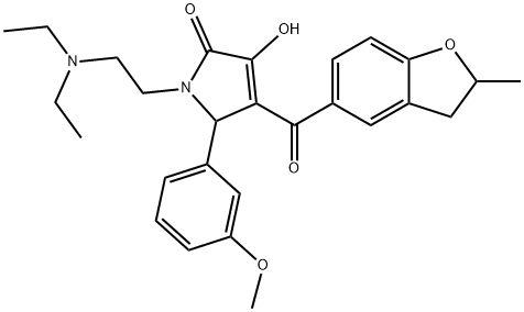 1-[2-(diethylamino)ethyl]-3-hydroxy-5-(3-methoxyphenyl)-4-[(2-methyl-2,3-dihydro-1-benzofuran-5-yl)carbonyl]-1,5-dihydro-2H-pyrrol-2-one 化学構造式