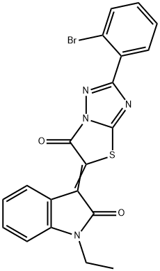 3-(2-(2-bromophenyl)-6-oxo[1,3]thiazolo[3,2-b][1,2,4]triazol-5(6H)-ylidene)-1-ethyl-1,3-dihydro-2H-indol-2-one,618854-31-2,结构式