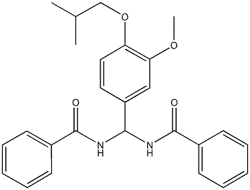 N-[(benzoylamino)(4-isobutoxy-3-methoxyphenyl)methyl]benzamide Struktur