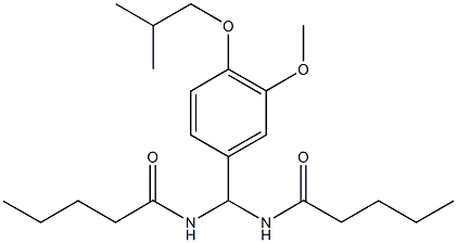 N-[(4-isobutoxy-3-methoxyphenyl)(pentanoylamino)methyl]pentanamide Struktur