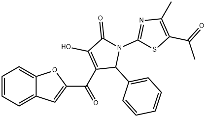1-(5-acetyl-4-methyl-1,3-thiazol-2-yl)-4-(1-benzofuran-2-ylcarbonyl)-3-hydroxy-5-phenyl-1,5-dihydro-2H-pyrrol-2-one,618864-04-3,结构式