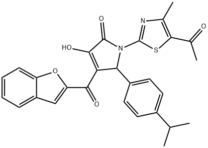 1-(5-acetyl-4-methyl-1,3-thiazol-2-yl)-4-(1-benzofuran-2-ylcarbonyl)-3-hydroxy-5-(4-isopropylphenyl)-1,5-dihydro-2H-pyrrol-2-one Structure
