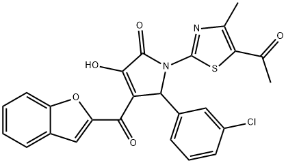 1-(5-acetyl-4-methyl-1,3-thiazol-2-yl)-4-(1-benzofuran-2-ylcarbonyl)-5-(3-chlorophenyl)-3-hydroxy-1,5-dihydro-2H-pyrrol-2-one Structure