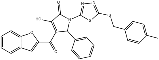 4-(1-benzofuran-2-ylcarbonyl)-3-hydroxy-1-{5-[(4-methylbenzyl)sulfanyl]-1,3,4-thiadiazol-2-yl}-5-phenyl-1,5-dihydro-2H-pyrrol-2-one Structure