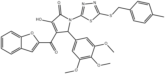 4-(1-benzofuran-2-ylcarbonyl)-3-hydroxy-1-{5-[(4-methylbenzyl)sulfanyl]-1,3,4-thiadiazol-2-yl}-5-(3,4,5-trimethoxyphenyl)-1,5-dihydro-2H-pyrrol-2-one Structure