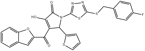 4-(1-benzofuran-2-ylcarbonyl)-1-{5-[(4-fluorobenzyl)sulfanyl]-1,3,4-thiadiazol-2-yl}-3-hydroxy-5-(2-thienyl)-1,5-dihydro-2H-pyrrol-2-one Structure