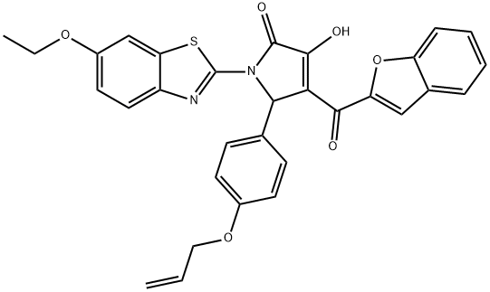 5-[4-(allyloxy)phenyl]-4-(1-benzofuran-2-ylcarbonyl)-1-(6-ethoxy-1,3-benzothiazol-2-yl)-3-hydroxy-1,5-dihydro-2H-pyrrol-2-one Struktur