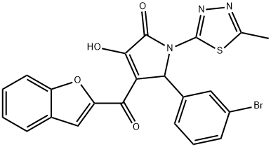 4-(1-benzofuran-2-ylcarbonyl)-5-(3-bromophenyl)-3-hydroxy-1-(5-methyl-1,3,4-thiadiazol-2-yl)-1,5-dihydro-2H-pyrrol-2-one Structure