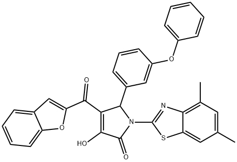 4-(1-benzofuran-2-ylcarbonyl)-1-(4,6-dimethyl-1,3-benzothiazol-2-yl)-3-hydroxy-5-(3-phenoxyphenyl)-1,5-dihydro-2H-pyrrol-2-one Structure