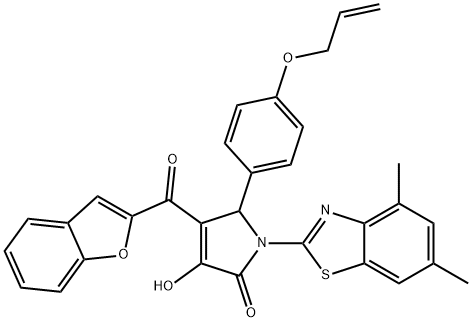 5-[4-(allyloxy)phenyl]-4-(1-benzofuran-2-ylcarbonyl)-1-(4,6-dimethyl-1,3-benzothiazol-2-yl)-3-hydroxy-1,5-dihydro-2H-pyrrol-2-one Structure
