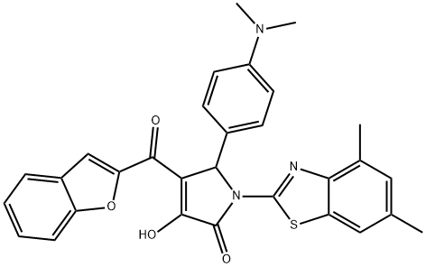 4-(1-benzofuran-2-ylcarbonyl)-5-[4-(dimethylamino)phenyl]-1-(4,6-dimethyl-1,3-benzothiazol-2-yl)-3-hydroxy-1,5-dihydro-2H-pyrrol-2-one Structure