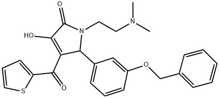 5-[3-(benzyloxy)phenyl]-1-[2-(dimethylamino)ethyl]-3-hydroxy-4-(2-thienylcarbonyl)-1,5-dihydro-2H-pyrrol-2-one 结构式