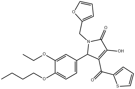 5-(4-butoxy-3-ethoxyphenyl)-1-(2-furylmethyl)-3-hydroxy-4-(2-thienylcarbonyl)-1,5-dihydro-2H-pyrrol-2-one 结构式