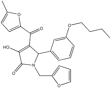 5-(3-butoxyphenyl)-1-(2-furylmethyl)-3-hydroxy-4-(5-methyl-2-furoyl)-1,5-dihydro-2H-pyrrol-2-one,620117-51-3,结构式