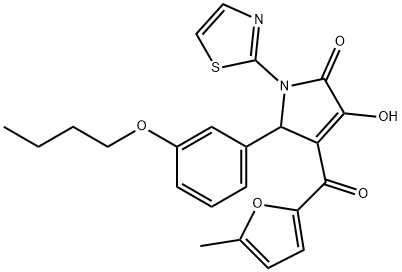 5-(3-butoxyphenyl)-3-hydroxy-4-(5-methyl-2-furoyl)-1-(1,3-thiazol-2-yl)-1,5-dihydro-2H-pyrrol-2-one 化学構造式