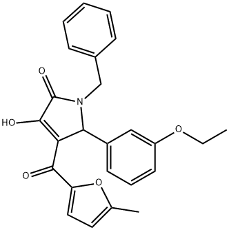 1-benzyl-5-(3-ethoxyphenyl)-3-hydroxy-4-(5-methyl-2-furoyl)-1,5-dihydro-2H-pyrrol-2-one 化学構造式