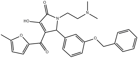 5-[3-(benzyloxy)phenyl]-1-[2-(dimethylamino)ethyl]-3-hydroxy-4-(5-methyl-2-furoyl)-1,5-dihydro-2H-pyrrol-2-one Struktur