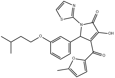 3-hydroxy-5-[3-(isopentyloxy)phenyl]-4-(5-methyl-2-furoyl)-1-(1,3-thiazol-2-yl)-1,5-dihydro-2H-pyrrol-2-one,620118-90-3,结构式