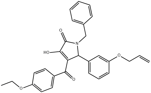 5-[3-(allyloxy)phenyl]-1-benzyl-4-(4-ethoxybenzoyl)-3-hydroxy-1,5-dihydro-2H-pyrrol-2-one,620120-94-7,结构式