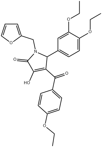 5-(3,4-diethoxyphenyl)-4-(4-ethoxybenzoyl)-1-(2-furylmethyl)-3-hydroxy-1,5-dihydro-2H-pyrrol-2-one,620124-01-8,结构式