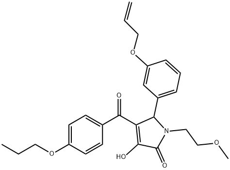 5-[3-(allyloxy)phenyl]-3-hydroxy-1-(2-methoxyethyl)-4-(4-propoxybenzoyl)-1,5-dihydro-2H-pyrrol-2-one,620127-88-0,结构式