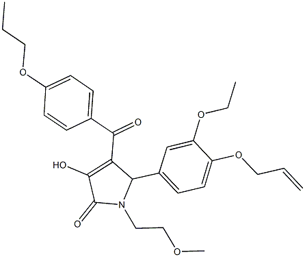 5-[4-(allyloxy)-3-ethoxyphenyl]-3-hydroxy-1-(2-methoxyethyl)-4-(4-propoxybenzoyl)-1,5-dihydro-2H-pyrrol-2-one 化学構造式